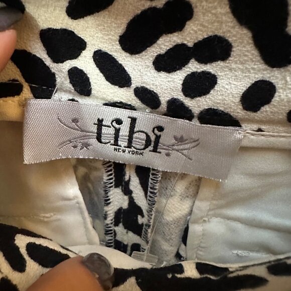 Tibi Animal Print Black &‎ White Straight Leg Flare Stretch Pants Career Size 0 - Picture 6 of 6